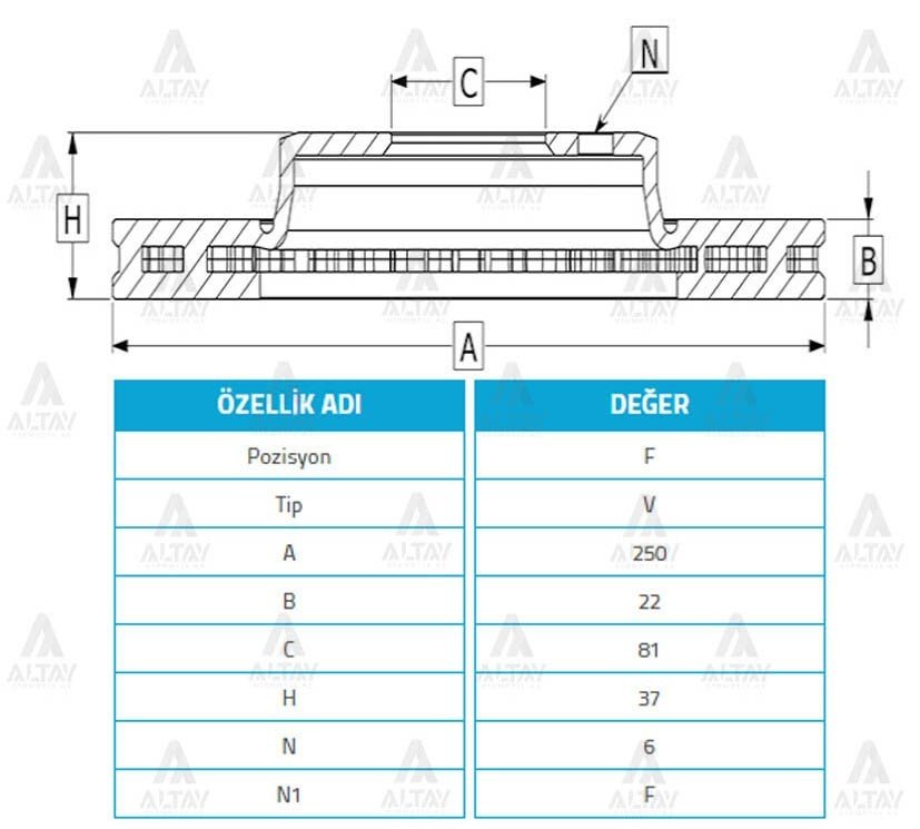 Fren Diski Pıckup 86-98 D-21 / 98-06 D-22 / Ön Havalı 250-6 4020601G03