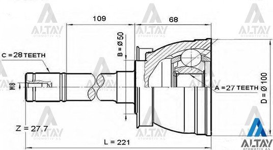 Aks Kafası Dış Pıckup D22 / 4X4 28X27X50 3921158G00