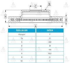 Fren Diski Hılux 94-05 Pıckup Dizel 4X4 / Taro 86-06 / Ön Havalı 288-6 4351235190