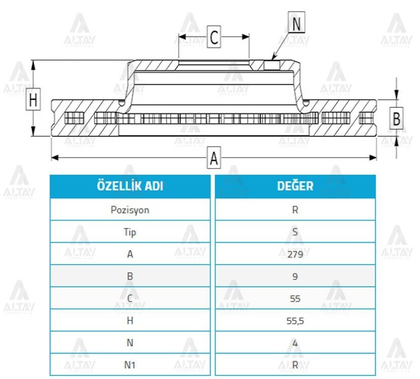 Fren Diski Corolla 07-11 / Aurıs 07-11 / 1.4 D4D Dizel Arka Düz 270-5 4243102180
