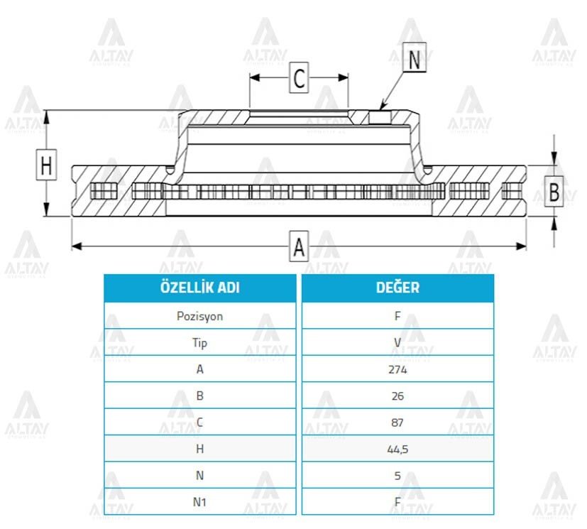 Fren Diski Starex 03-08 Libero / H-100 04-17 / Ön Havalı 275-5 581294A200