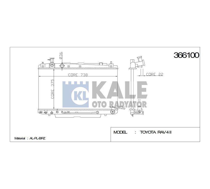 Radyatör Su Rav-4 00-06 2.0 Benzinli 26Mm (At) Brazıng 1640028191