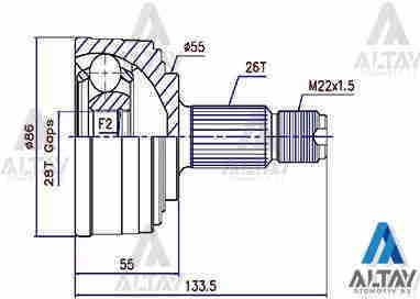 Aks Kafası Dış Cıvıc 96-00 / Absli 26X55X28 44014S04N02