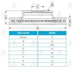 Fren Diski Prımera 90-02 / Almera 02-02 / Arka Düz 258-4 4320699J01