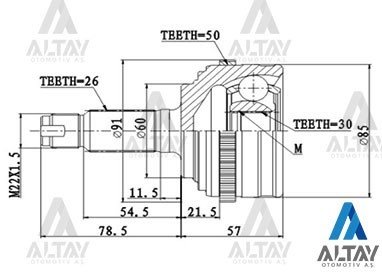 Aks Kafası Dış Cıvıc 06=> / Absli 26X60X30 44014Sna000