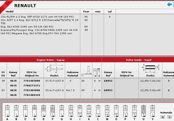 SİBOP TAKIMI 4619 4620 IN 4 E4 R19 CLIO MEGANE 1.4 1.6 8V ENJ. K7M K4J K7J