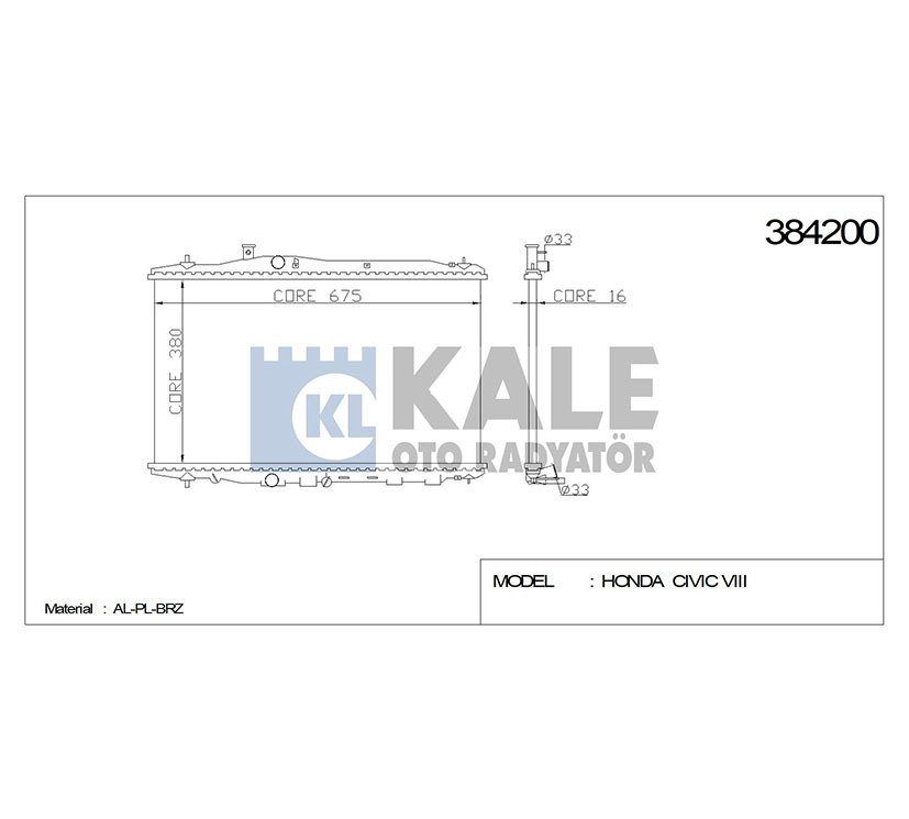 Radyatör Su Cıvıc 06-12 1.8 Vtec 375X677X16 (Mt) Brazıng 19010Rspg01