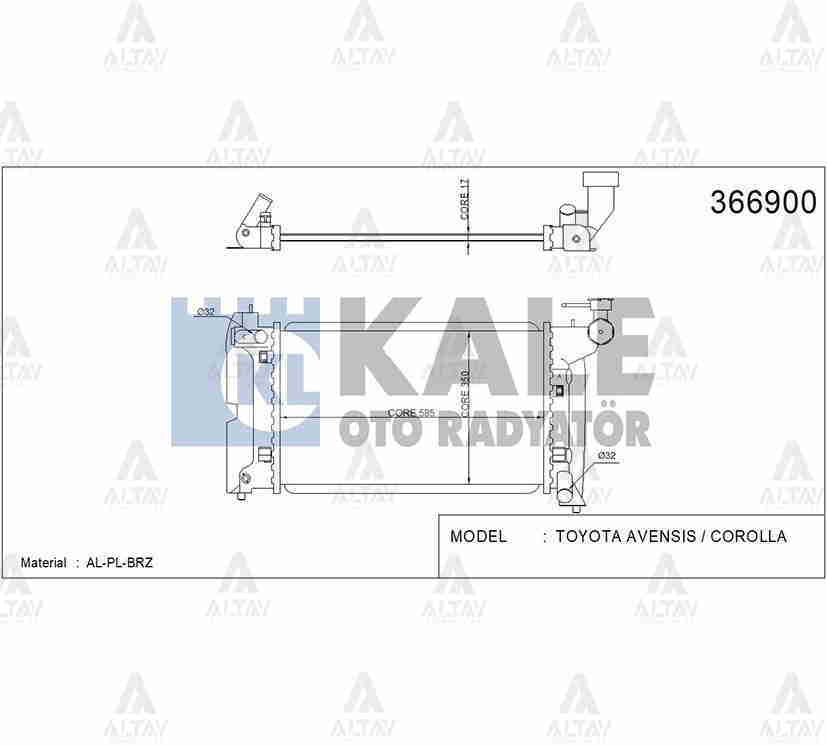 Radyatör Su Corolla 02-07 / Avensıs 03-08 3Zz (Mt) 16Mm Brazıng 164000D210