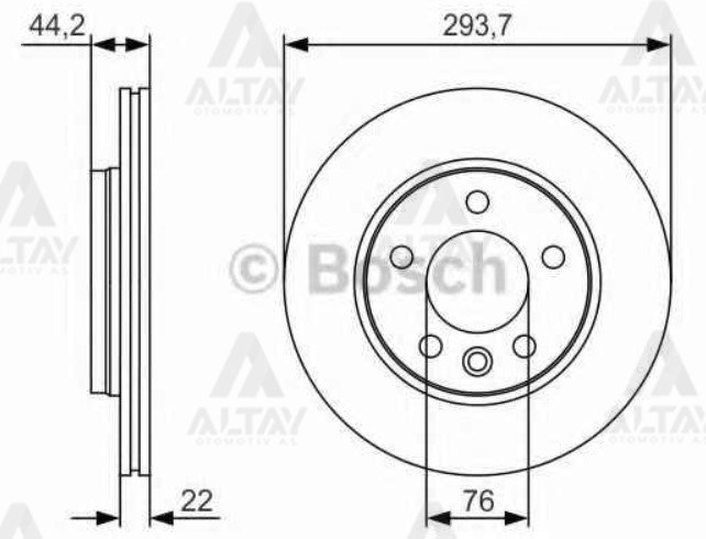 Fren Diski Transporter T5 03-09 / Transporter T6 09-15 / 16 Jant Arka Havalı 294-5 7H0615601B