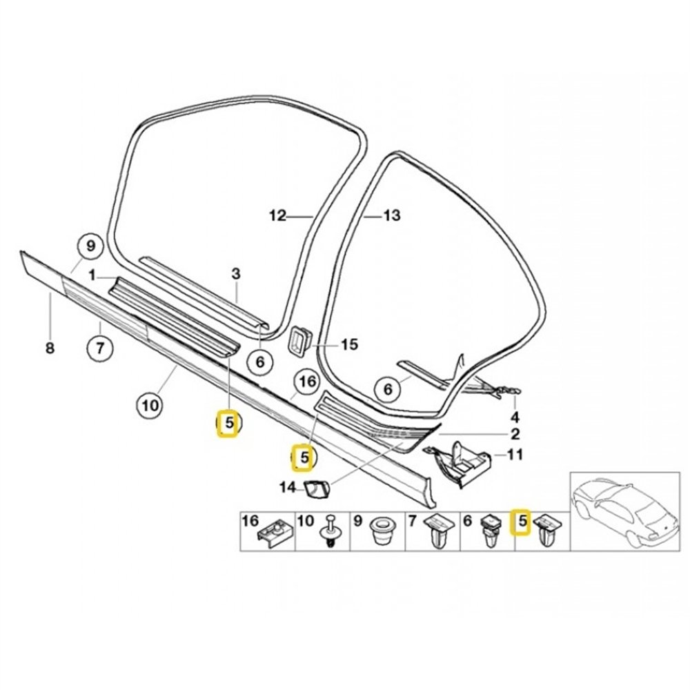 DİREK KAPLAMASI E39/L ORTA GRİ =>09/97 BMW 51438207191