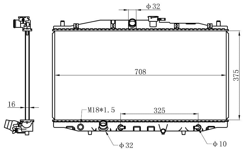 SU RADYATORU ACCORD 2.0 03-08     OTOMATIK  -  375x708x16 19010-RBA-E01