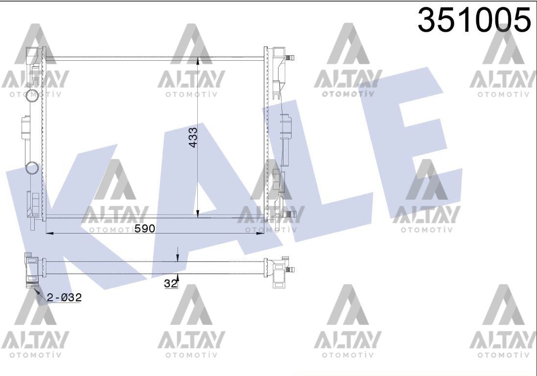 RADYATÖR SU MEGANE II / SCENIC II / GRAND SCENIC II 03=> 1.5-1.9 DCI-1.4-1.6-2.0 16V (MT) MEKANİK