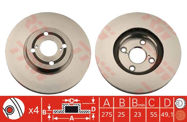 Fren Dıskı On Corolla D4D 02-06    275Mm (4 Bıjon) 4351202080 -  -  -  -