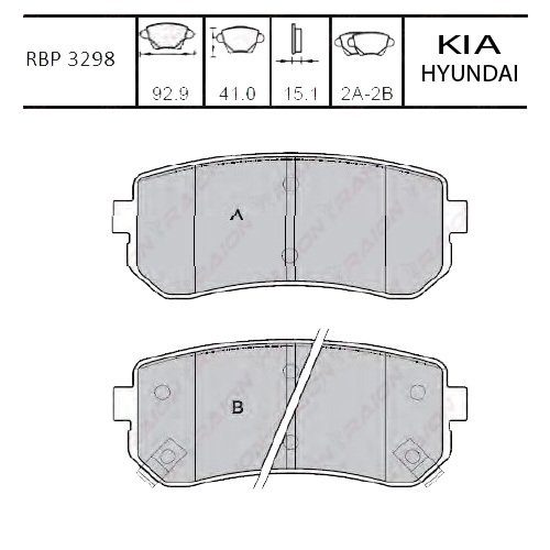 Arka Fren Balata - Accent-Era 06->/I30 08-11/Ceed 08-11/I20 08->/Sportage 2010/Ix35 2010 Rbp3298