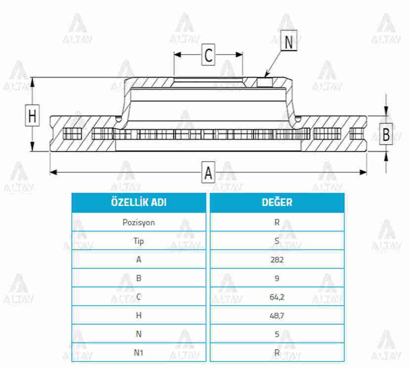 Fren Diski Accord 09-15 / Arka Düz 282-5 42510Ta0A00