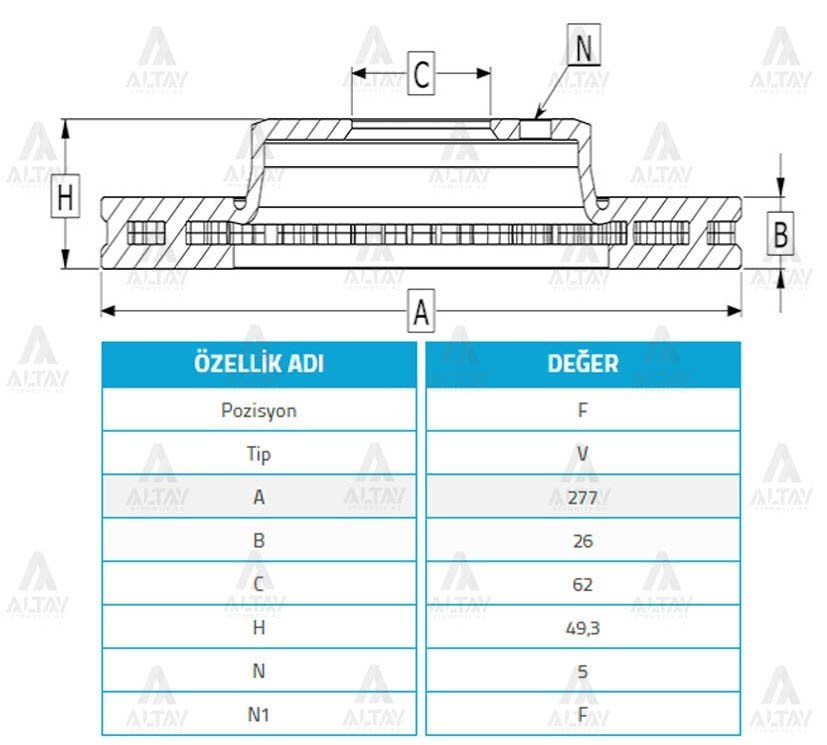 Fren Diski Corolla 13-18 / Aurıs 13-18 / Ön Havalı 277-5 4351202330