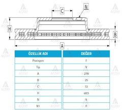Fren Diski Mazda 3 03-08 / Ön Havalı 278-5 C24Y3325Xc