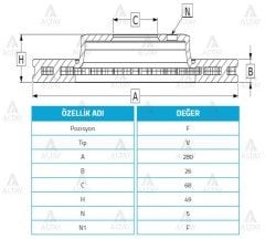 Fren Diski Prımera 02-10 P-12 / X-Traıl 00-07 / Maxıma 00-06 / Ön Havalı 280-5 402064U107