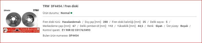 M.BENZ W169-245 FREN AYNASI ÖN TAKIM DİZEL A1694211112