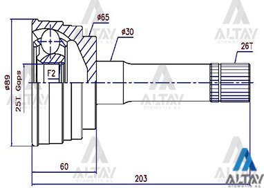 Aks Kafası Dış B-2500 / Ford Ranger / 4X4 26X64.9X25 M07025600A