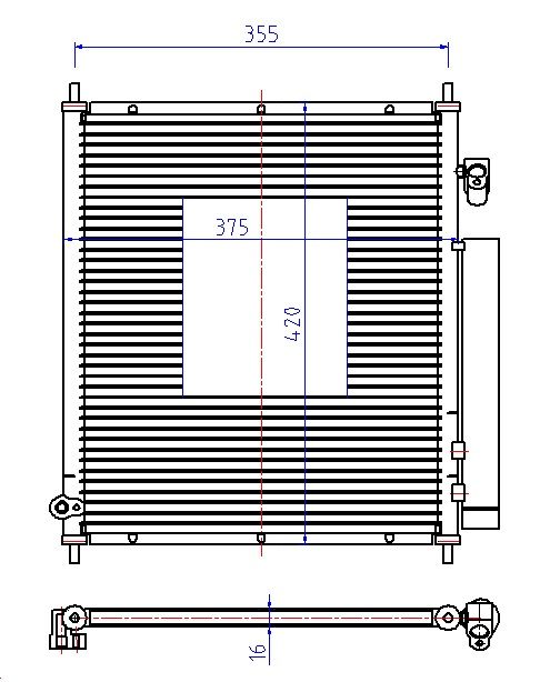 KLIMA RADYATORU JAZZ 02-08     370x386x16  -  KUCUK TIP 80110-SAA-003
