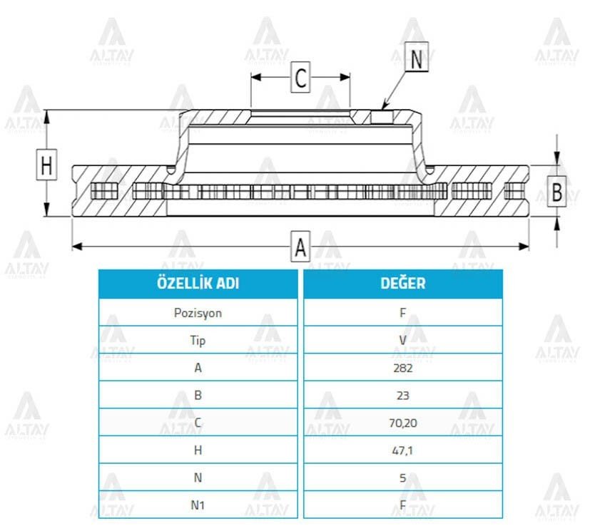 Fren Diski Crv 97-01 / Accord 97-03 / Integra 91-92 / Prelude 97-02 / Ön Havalı 282-5 45251Sp0000