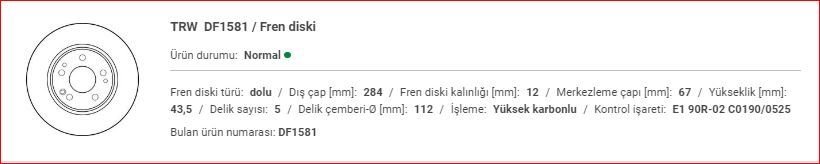M.BENZ W124 FREN AYNASI ÖN TAKIM A1244211312