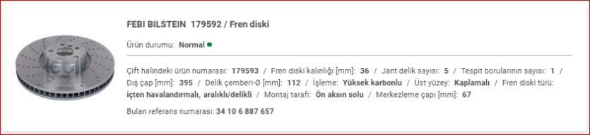 BMW G30-G11 M-PERFORMANCE ÖN DİSK SOL  34106887657