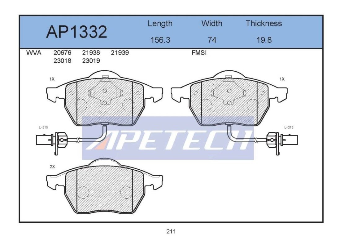 Vw A4 A6 Passat 98-05 Fren Balatası Ön 4B0698151M 20676 21938 21939 23018 23019 4B0615116 4