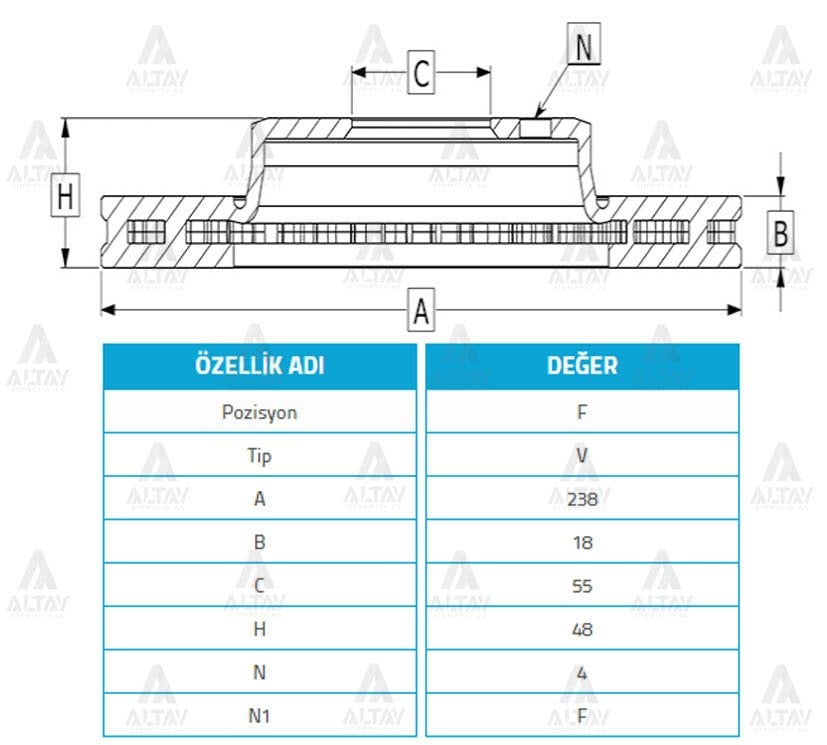 Fren Diski Corolla 88-95 / Ön Havalı 238-4 4351212250