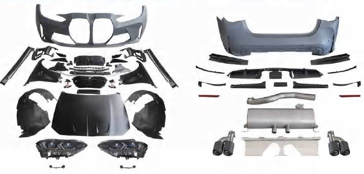 Komple Gövde Kiti F32 F34 F36 [DONUSUM => G82] 2B2-OrtadanÇıkış, Mrşp-li, Panj-lu, Egz.Uçlu, Kaput/Çamurluk, Farlar -///M4-