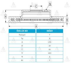Fren Diski Corolla 06-13 Benzinli / Aurıs 07-13 / Ön Havalı 275-5 4351212670