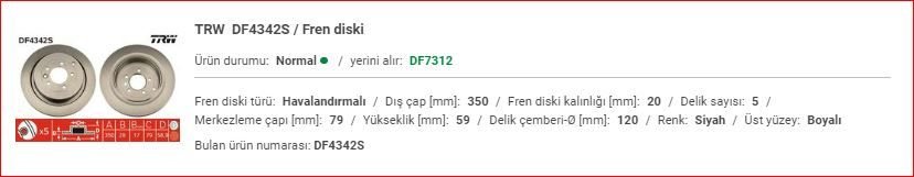 RANGE ROVER SPORT 2010-- ARKA DİSK ADET SDB000645