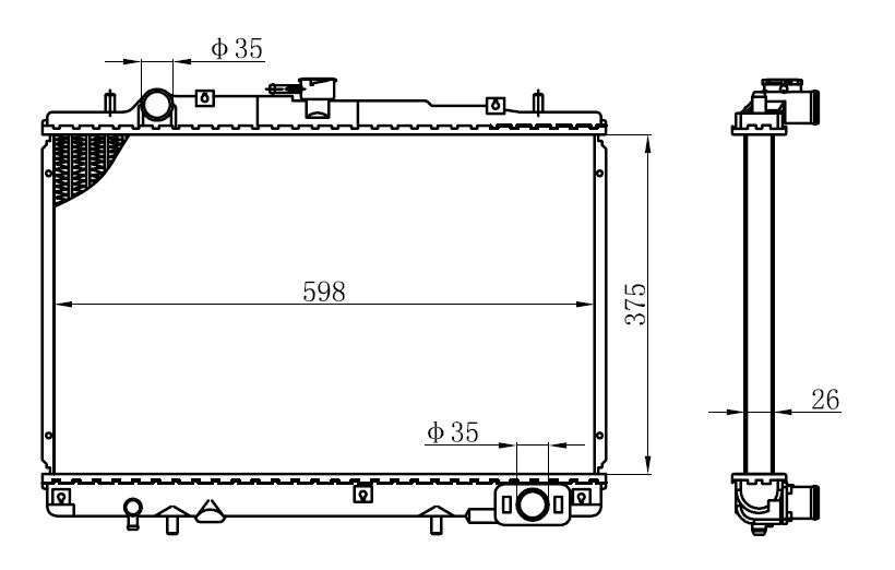 SU RADYATORU L200 4x2 99-05     375x598x26 MR127853
