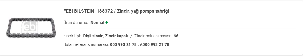 M.BENZ M264-M270-M274 YAĞ POMPA ZİNCİRİ A0009932178