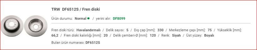 BMW F20-F30 ARKA DİSK ADET 34216864899