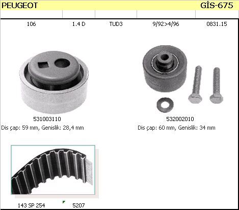 TRİGER SETİ GİS 675 P106 (92 96) 1.4D K9Y