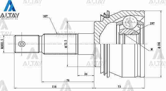 Aks Kafası Dış Hılux 06-11 / 30X72.5X29 4346080035