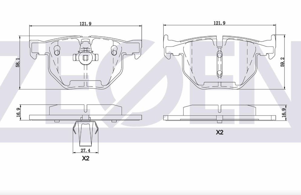 Fren Balata Arka Bmw 5 Serısı (E60) 525 İ 17.00Mm 2003-2010-34216763044-34216791938-34216775678-34216769105