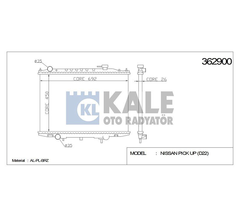 Radyatör Su Pıckup 02=> Yd25 / D-22 4X4 26Mm (Mt) Brazıng 21410Vk505