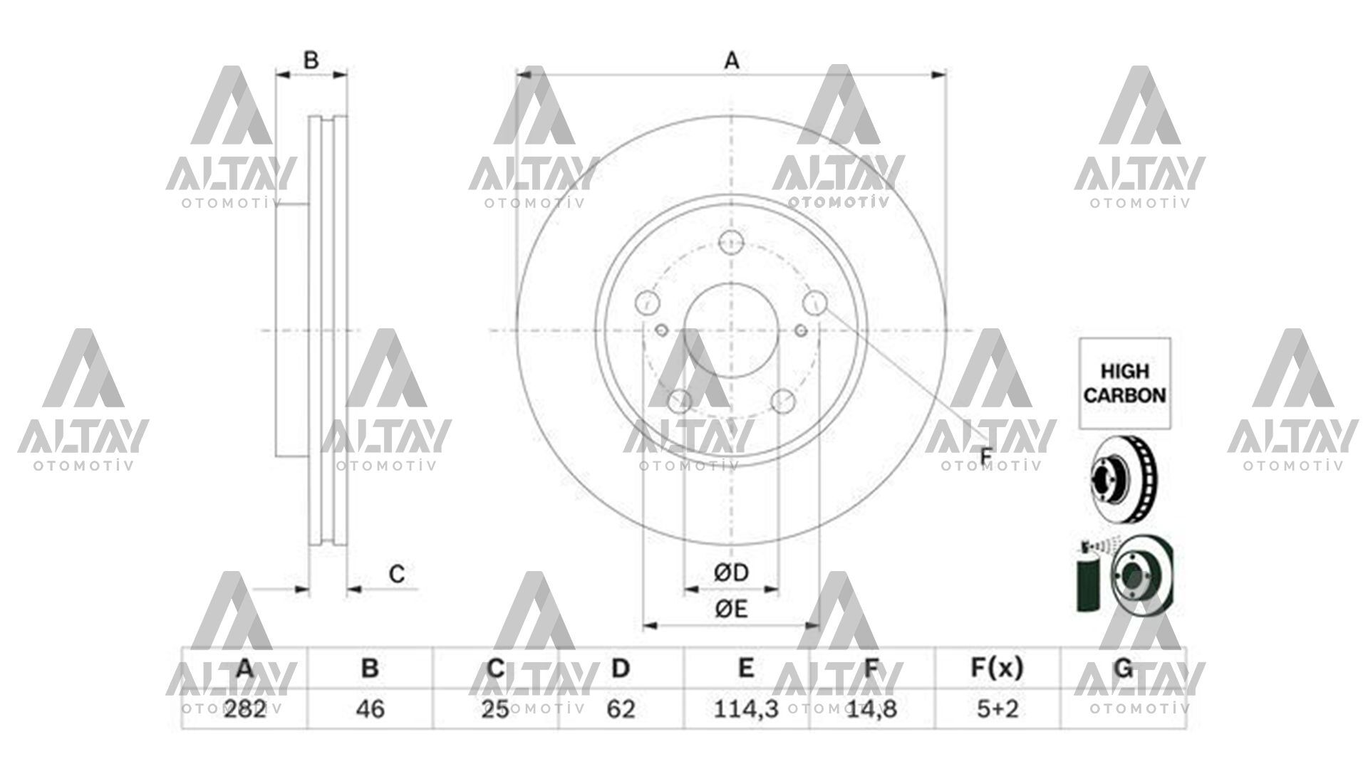 FREN DİSKİ COROLLA 19=> BENZİNLİ 1.6 / 1.5 / HYBIRD 1.8 / YARIS CROSS 1.6 ÖN HAVALI 282-5