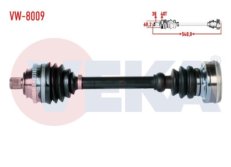 Komple Aks Sol-Sag On Volkswagen Transporter T4 2.4 D Abslı 48 Dıs Uzunluk 540.8Mm 1990-2003 701407271P 701407271Q
