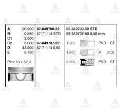 Piston Segmanlı Elantra 11=> 1.6 Benzinli 0.50 8771114050