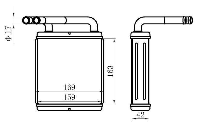 KALORIFER RADYATORU H100     KLIMASIZ ON - ARKA     163x165x42 97211-43010