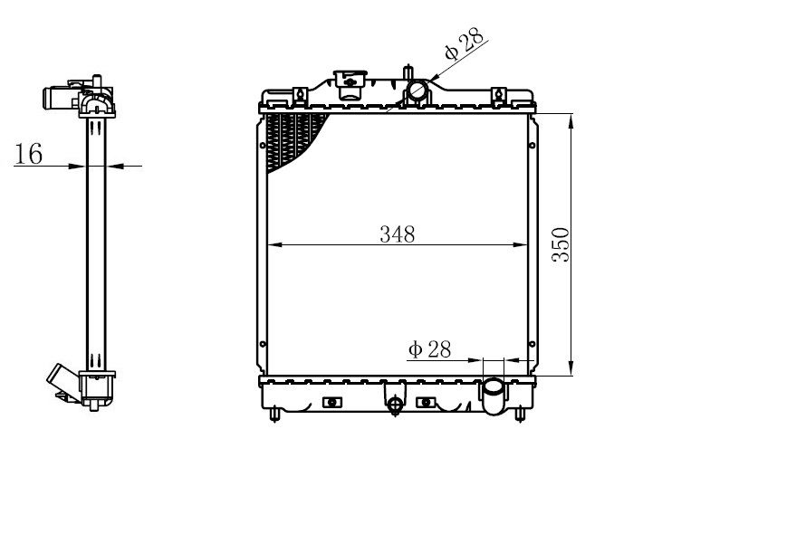SU RADYATORU CIVIC 92-00     MANUEL  -  350X348X16 19010-P01-003