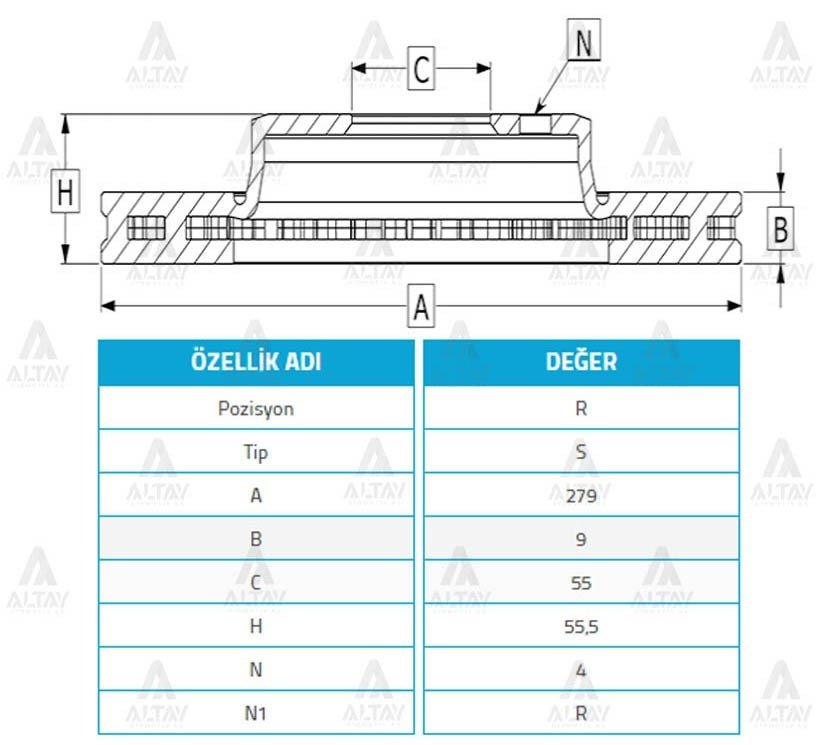 Fren Diski Corolla 07-11 / Aurıs 07-11 / 1.4 D4D Dizel Arka Düz 270-5 4243102180