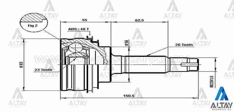 Aks Kafası Dış Corolla 88-02 / Absli 1.3-1.6 26X56X23 4341020444