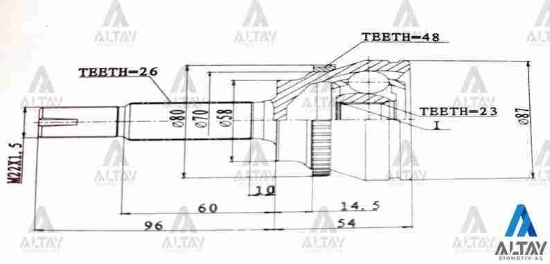 Aks Kafası Dış Corolla 02-03 / Avensıs 01=> / Absli 48 Diş 26X58X23 4341002240