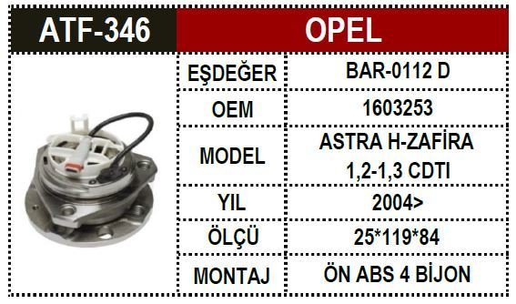Opel Porya Ön Astra H 4 Bijon Absli 1603253 1603253