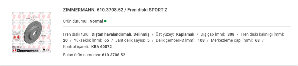 VOLVO XC90 ARKA FREN DİSKİ DELİKLİ 31423152